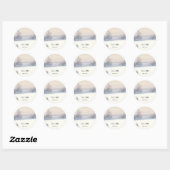 Sticker Rond Mariage bleu et blanc d'hiver (Feuille)
