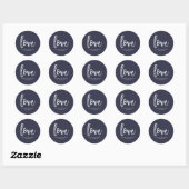 Sticker Rond Mariage bleu et blanc moderne (Feuille)