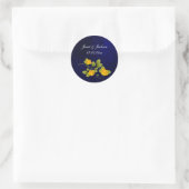 Sticker Rond Mariage bleu foncé et rose jaune (Sac)