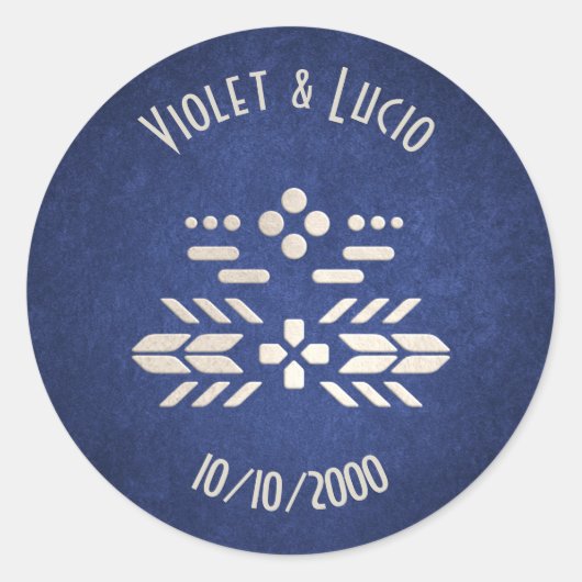 Sticker Rond Mariage bleu Geek de jeu vidéo (Devant)