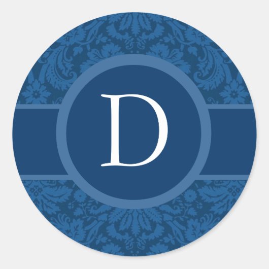 Sticker Rond Mariage bleu Monogramme B ou toute lettre G404A (Devant)