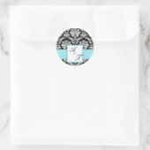 Sticker Rond Mariage bleu Monogramme Damask Seal (Sac)