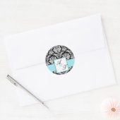 Sticker Rond Mariage bleu Monogramme Damask Seal (Enveloppe)
