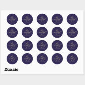 Sticker Rond Mariage Bleu Nuit Calligraphie Or Chic (Feuille)