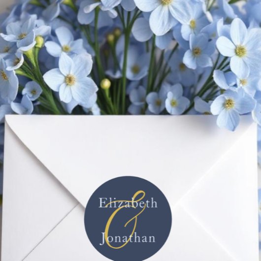 Sticker Rond Mariage bleu opulent