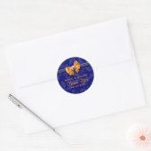 Sticker Rond Mariage bleu orange de la marine "merci" (Enveloppe)