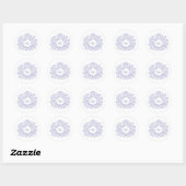 Sticker Rond Mariage bleu pourpre monogramme de couronne feuill (Feuille)