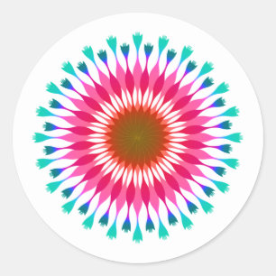Sticker Rond Mariage bleu rose Lotus