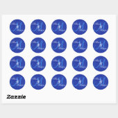 Sticker Rond MARIAGE BLEU ROYAL Personnalisé Monogramme D721 (Feuille)
