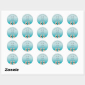 Sticker Rond Mariage bleu Turquoise Sea Lions (Feuille)