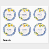 Sticker Rond Mariage Blue Méditerranée Citron (Feuille)