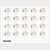 Sticker Rond Mariage Blush Rose Doré Floral (Feuille)