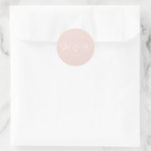 Sticker Rond Mariage blush rose monogramme script élégant perso (Sac)