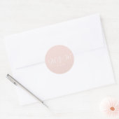 Sticker Rond Mariage blush rose monogramme script élégant perso (Enveloppe)