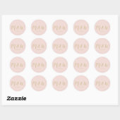 Sticker Rond Mariage blush rose script monogramme chic faveurs (Feuille)