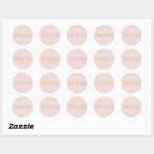 Sticker Rond Mariage blush rose script monogramme chic faveurs (Feuille)