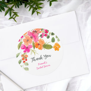 Sticker Rond Mariage bohème automnal orange floral aquarelle sh