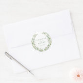 Sticker Rond Mariage bohème blanc fleuri couronne (Enveloppe)