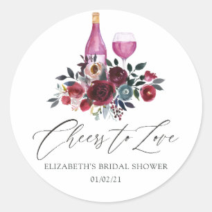 Sticker Rond Mariage Bohème Bourguignon et Fête de Dégustation 