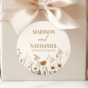 Sticker Rond Mariage Bohème Fleur Sauvage Fleur Floral Jardin