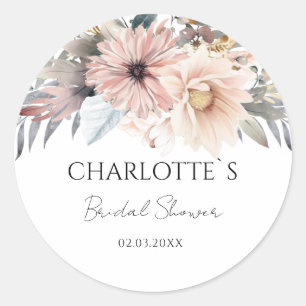 Sticker Rond Mariage Bohème Fleurs 