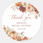 Sticker Rond Mariage Bohème Floral Automnal Citrouille (Devant)