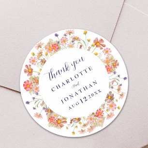 Sticker Rond Mariage Bohème Floral d'Automne Remerciements
