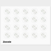 Sticker Rond Mariage Bohème Minimaliste Monogramme Vert Olive (Feuille)
