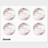 Sticker Rond Mariage bohème roses feuillage doré (Feuille)