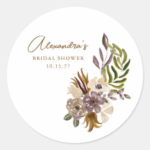 Sticker Rond Mariage Bohème Rustique Nature Botanique Personnal