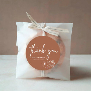 Sticker Rond Mariage Bohème Terracotta Fleur Sauvage Rustique