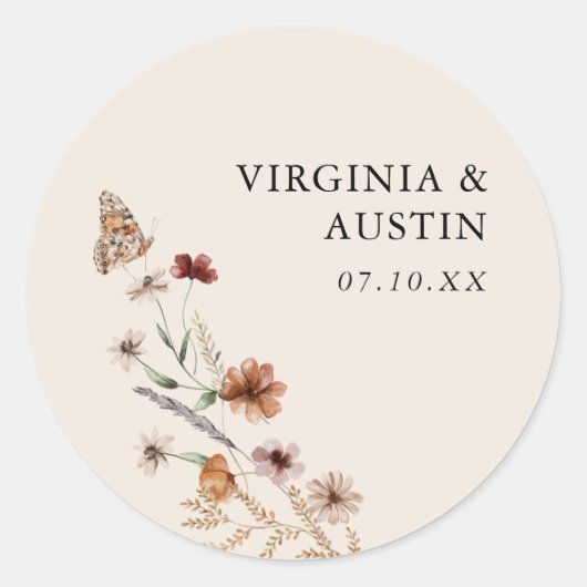 Sticker Rond Mariage Boho (Devant)