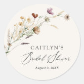 Sticker Rond Mariage Boho Automne Fête de Fleurs (Devant)