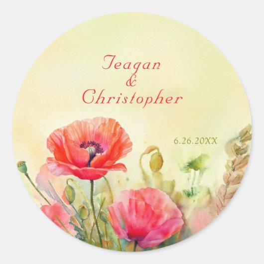Sticker Rond Mariage Boho de fleurs d'aquarelle (Devant)