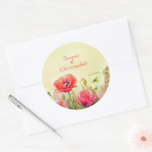 Sticker Rond Mariage Boho de fleurs d'aquarelle