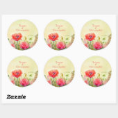 Sticker Rond Mariage Boho de fleurs d'aquarelle (Feuille)
