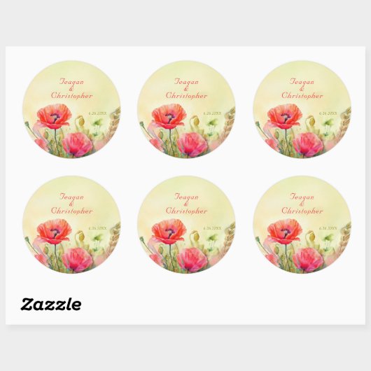 Sticker Rond Mariage Boho de fleurs d'aquarelle (Feuille)