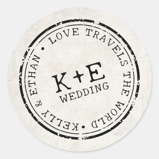 Sticker Rond Mariage Boho de la carte de destination (Devant)