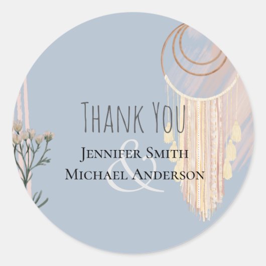 Sticker Rond MARIAGE BOHO Dusty Blue Peach Drecher Catcher (Devant)