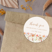 Sticker Rond Mariage Boho Fleur sauvage aquarelle