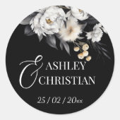Sticker Rond Mariage boho noir et blanc (Devant)