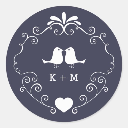 Sticker Rond Mariage Boho Swirls (couleur Arrière - plan modifi (Devant)