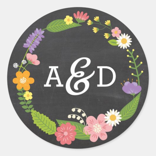 Sticker Rond Mariage Boho Woodland Wreath (Devant)