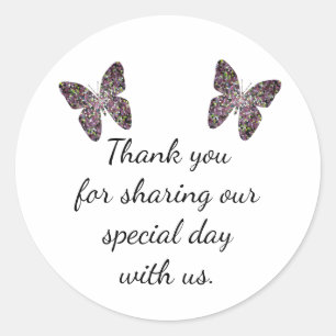 Sticker Rond Mariage bon marché Favoriser le papillon de mosaïq