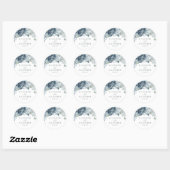 Sticker Rond Mariage botanique bleu Dusty Floral (Feuille)