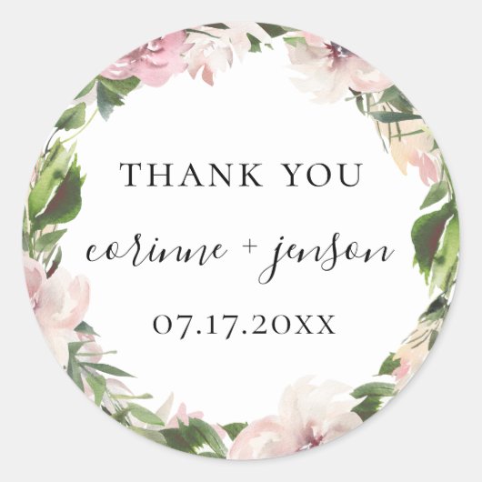 Sticker Rond Mariage botanique Dusty Mauve Favoriser (Devant)
