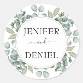 Sticker Rond Mariage botanique Eucalyptus Greenery (Devant)