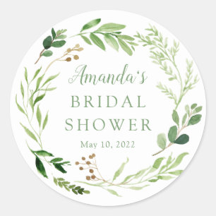 Sticker Rond Mariage Botanique Feuille Verte 