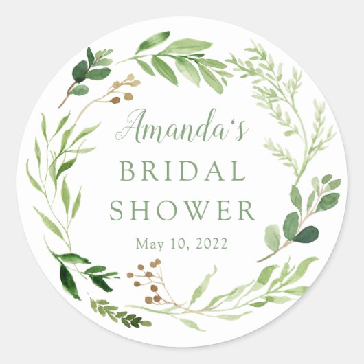 Sticker Rond Mariage Botanique Feuille Verte (Devant)