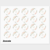 Sticker Rond Mariage botanique floral rose et or (Feuille)